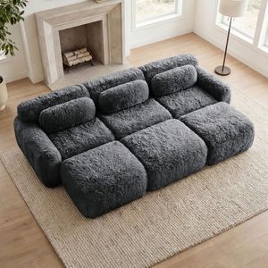 Divano a 3 Posti in Tessuto Morbido 32D ad Alta Densità per Soggiorno, Pouf Mobile, Combinazione Libera, Nessun Montaggio Richiesto - Product Image 2