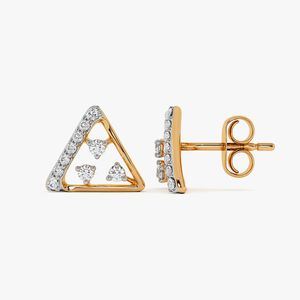 Pendientes de Oro Amarillo con Diamantes Cultivados en Laboratorio en Forma de Triángulo Abierto - Product Image 3