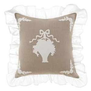 Natural Linen Square <b>Seat</b> Cushion <b>Cover</b> Embroidered Floral Customizable White Ruffle Throw Pillowcase <b>Sofa</b> Home Hotel Decor - Product Image 4
