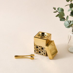 Quemador de Incienso de Latón Dorado con Recortes Geométricos para Aromaterapia - Product Image 6