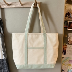 Bolsa de Lona de Gran Capacidad con Asa para el Hombro, Rayas Verde Salvia, Bolsa de Compras Diaria - Product Image 6