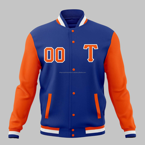 Chaqueta universitaria de alta calidad para hombres y mujeres, chaqueta universitaria de algodón polar Letterman con cuello levantado, venta al por mayor - Product Image 2