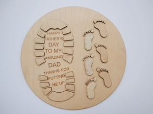 Tablero de pinturas de madera de estilo cruzado antiguo de 20cm, madera contrachapada pulida fuerte para el recuerdo del Día del Padre, caja de huellas encantadoras para el hogar - Product Image 3