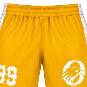 Shorts de hockey sur glace sublimés jaunes pour hommes, en polyester rayé, pour l'entraînement sportif et les performances d'équipe - Product Image 3