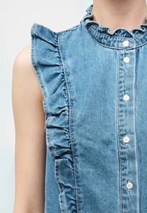 Fabricante de Vestidos Maxi de Mezclilla de Algodón de Alta Calidad Personalizados para Mujer, Estilo Vintage, Corte A, Casual, de Secado Rápido, Ajustados, Cuello Mao, para Verano e Invierno - Product Image 5