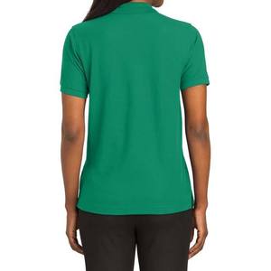 เสื้อโปโลแขนสั้นสีเขียวสำหรับผู้หญิง สีพื้น ดีไซน์กระดุมแบบลำลอง ทรงปกติ - Product Image 4
