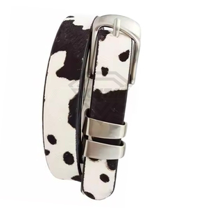 Ceinture en cuir véritable à imprimé vache, style western, avec fourrure de poney, accessoire de mode en gros pour fabricants de vêtements Power World - Product Image 3