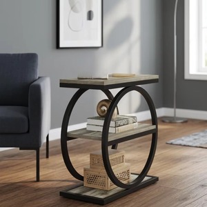 3-Tier Black Metal Storage <b>Shelf</b> Modern Space Saving Standing Rack for Living Room Balcony - Product Image 1