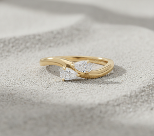 Anillo de Oro Rosa con Dos Piedras y Diamantes Cultivados en Laboratorio de 0.30 CTW para Boda de Lujo Certificada - Product Image 3