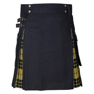 Kilt hybride haut de gamme pour femme en tissu jean de coton durable, motif Macleod of Lewis, avec poches cargo - Product Image 2