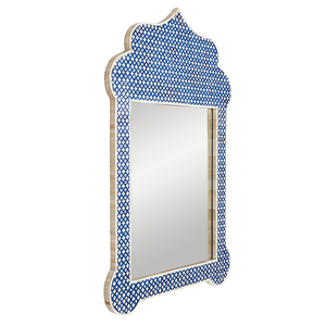Espejos con marco de hueso de camello de color azul hechos a mano, ecológicos, con logotipo personalizado, marco de espejo con incrustaciones de hueso, diseño floral elegante - Product Image 6