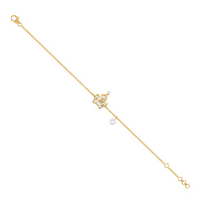 Bracelet Royal Crown Diamond avec chaîne en or jaune et motif architectural central - Product Image 4