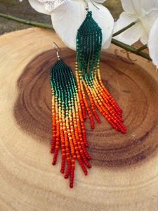 Pendientes de Cuentas de Alta Calidad, Multicolores, Extra Largos, Joyería Hecha a Mano, Pendientes de Cuentas de Semillas, Estilo Fiesta - Product Image 2