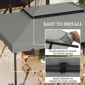 13FT X 10FT Gray Replacement <b>Canopy</b> for Model 84C 101 or 84C 144 Gazebo 101 or 144 with Double Vented <b>Roof</b> (TOP ONLY) - Product Image 5