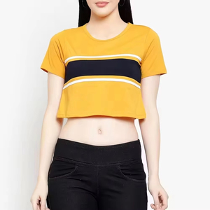 New Custom Design High Quality Breathable Summer Casual Women Canvas Crop <b>Top</b> T Shirts Wholesale Low Price - Product Image 3