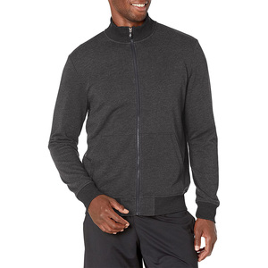 Sweat-shirt bleu à fermeture éclair pour homme, couleur unie, coupe décontractée, col montant, manches longues, tricoté, pour l'automne - Product Image 5