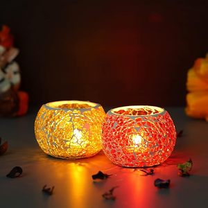 <b>Mosaic</b> Glass Decorative Tea Light Candle Holders for Home Decor and Festive Decoration - Product Image 4