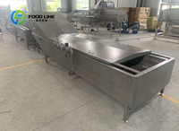 Automatische frietverwerkingsinstallatie met schil-, snij-, friteer- en vriesinstallatie