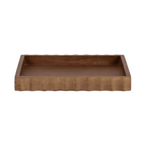 Plateau de service Art Déco en bois tendance avec fonction coulissante, finition ronde lisse marron, artisanal, élégant, pour la décoration de table - Product Image 1