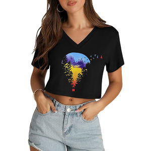 Chemises crop top pour femmes de la plus haute qualité, nouvelle arrivée, tissu respirant et doux au toucher, couleur noire, meilleur prix pour les vêtements d'extérieur d'été - Product Image 1