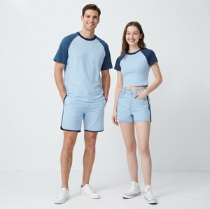 เสื้อยืดแขนสั้นแบบแร็กแลน ยูนิเซ็กซ์ ผ้าฝ้าย 95% ผสมสแปนเด็กซ์ 5% สีตัดกัน  ไม่มีลาย  รับสกรีนโลโก้  เสื้อยืดลำลองสำหรับผู้ชายและผู้หญิง - Product Image 3