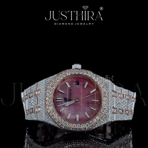 Montre de luxe Moissanite Iced Out, cadran entièrement pavé, ton or rose et argent, style Hip Hop, montre-bracelet unisexe - Product Image 5