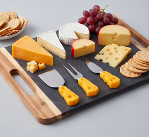 Juego de 4 cuchillos para queso, herramientas de acero inoxidable con mangos estilo queso suizo amarillo para uso en la cocina - Product Image 6