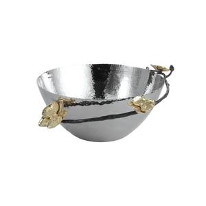 Bol de service en argent de luxe, fait main, style fantaisie, avec accents dorés, vaisselle élégante, décoration de table, plat central, en promotion - Product Image 2