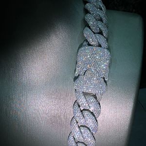 Customized iced hip hop <b>chain</b> 925 silver moissanite <b>necklace</b> VVS brilliant cut moissanite Silver plated tennis <b>chain</b> - Product Image 5