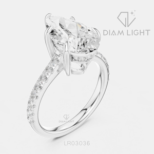 3.30CT Pear Cut Lab Grown Diamond Engagement Anniversary <b>Ring</b> in 14K White Gold F+ Color VS+ Clarity Pave <b>Ring</b> IGI Certified - Product Image 2