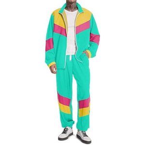 Men's Color Blocking Tracksuit Full Length Zipper Fly Casual Sportswear Breathable Polyester Windbreaker <b>Jacket</b> Pants Set Spring - Product Image 1