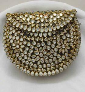 Antique Handmade Women Bridal Ladies Metal Clutch Slings <b>Bag</b> Shape Ethnic Mosaic Golden <b>Silver</b> <b>Bags</b> From India - Product Image 3