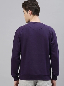 Sudadera de Cuello Redondo Morada para Hombre, Corte Regular, Logotipo Estampado, Informal, Tejida, 100% Algodón, para Otoño - Product Image 3