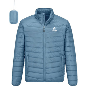 Custom Logo Lightweight <b>Packable</b> Puffer <b>Jacket</b> Men Ultra Light Stand Collar with Storage Bag Outerwear Winter <b>Jackets</b> - Product Image 1