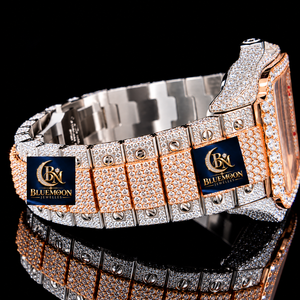 Reloj de Lujo Unisex de Alta Calidad, Cuadrado, de Acero Inoxidable, 42 mm, Cristal de Zafiro, Analógico, Plateado, con Números Romanos, Diamantes, Mecánico, 9 mm, GPS - Product Image 4