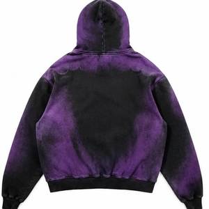 Sudadera con Capucha Extra Grande para Hombre, de Algodón Lavado Negro, 350 g/m², Felpa Francesa, Estilo Retro Desgastado, con Bolsillo con Cremallera, Ropa Casual Urbana - Product Image 2