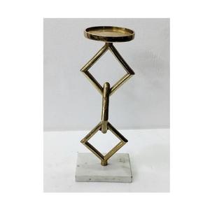 Centre de table élégant pour mariage, porte-bougies sans flamme en aluminium plaqué or moderne avec base en marbre, supports décoratifs de Noël - Product Image 5