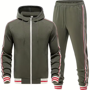 Hooded 100% Cotton Two-Piece Winter Streetwear Men's Tracksuit Set Stylish Comfortable Long Sleeve Full-Zip Quick Dry 300g - Product Image 1