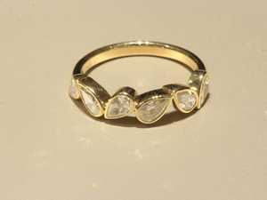 Unique Lab Grown 0.15CT Each Pear Cut Diamond 6 Stone <b>Ring</b> For Unisex 14K Solid Gold Party Proposal Gift For Girlfriend - Product Image 3