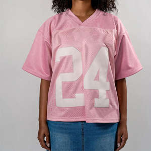 Maillot de football américain personnalisé de haute qualité en mesh, à manches courtes, coupe ample et oversize pour hommes et femmes - Product Image 4