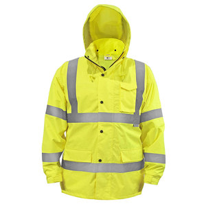 Chaqueta de Seguridad Reflectante de Alta Visibilidad, Impermeable, Ropa de Trabajo de Alta Visibilidad, Chubasquero con Capucha, ANSI Clase 3, Chaqueta de Seguridad para la Construcción - Product Image 1