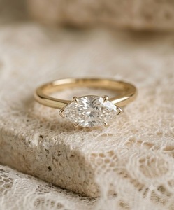 14K Gold Plated Sterling <b>Silver</b> Marquise Cut Lab Grown Diamond Classic <b>Solitaire</b> Engagement <b>Ring</b> 6 Prong Setting GRA Certified - Product Image 5