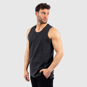 เสื้อยืดแขนกุดผู้ชายแบบใหม่ ทรงปกติ สำหรับเล่นกีฬาและออกกำลังกาย ผ้าถักเรียบง่าย สไตล์ลำลอง ไหล่ตรง ผ้าฝ้าย 100% - Product Image 2