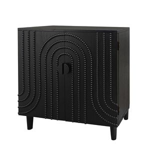 Moderno Gabinete de Almacenamiento de Madera Negra de 30 Pulgadas con Puerta Decorativa, Aparador para Sala de Estar, Dormitorio o Entrada - Product Image 5