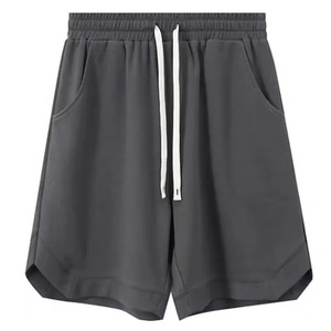 Men's Solid Color Bermuda Shorts Drawstring Waist Casual Style with Pockets Breathable Knitted Polyester Fabric - Product Image 1
