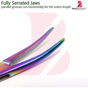 Pinzas Hemostáticas Largas 5 con Punta Curva Totalmente Dentada, Fabricadas en Acero Inoxidable, Color Titanio Multicolor, Pinzas de Bloqueo Kelly - Product Image 3