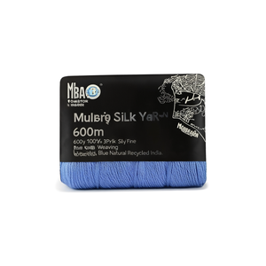 Hilo de Seda de Morera 600m 100g 3 Capas Fino para Tejer y Coser Azul Natural Reciclado India - Product Image 2
