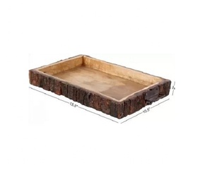 Bandeja Decorativa Hecha a Mano de Madera de Acacia Ecológica con Asas de Metal Bañadas en Oro, Duradera, de Grado Comercial, Segura para Contacto con Alimentos, Moderna - Product Image 3