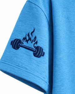 Haut à capuche bleu à manches courtes pour homme, décontracté, imprimé, léger, en mélange de coton, avec poche kangourou, idéal pour la gym et le streetwear estival - Product Image 6