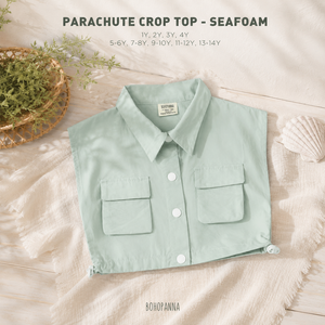 BOHOPANNA Parachute Crop Top Seafoam เสื้อเชิ้ตแขนกุดมีกระเป๋าสำหรับผู้หญิงฤดูใบไม้ผลิฤดูร้อนชุดลำลอง - Product Image 3